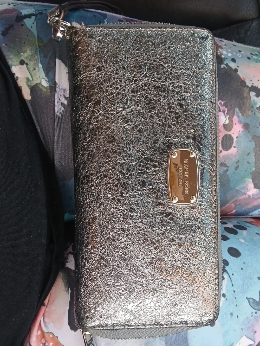 Michael Kors Metallic Silver Zip-Around Wallet